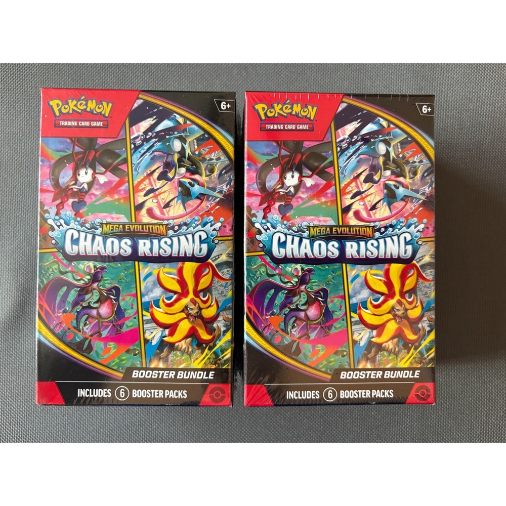 2x Pokemon TCG Mega Evolution Chaos Rising Booster Bundle 6-Pack Boxes Sealed